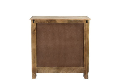 30" Distressed Gray Three Drawer Floral Carved Solid Wood Nightstand HomeRoots