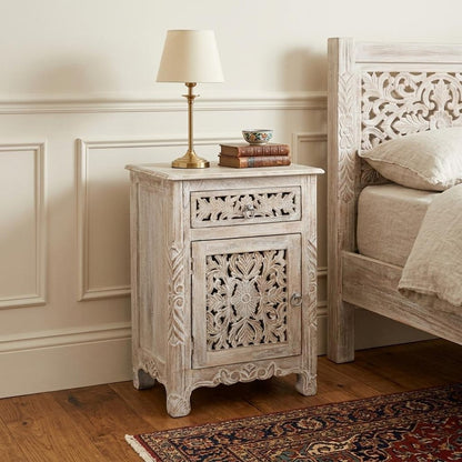 30" White Solid Wood Distressed One Drawer Nightstand HomeRoots