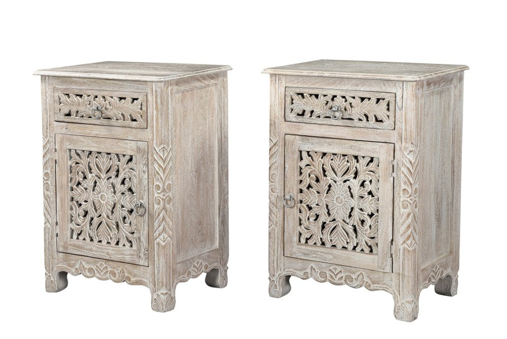 30" White Solid Wood Distressed One Drawer Nightstand HomeRoots