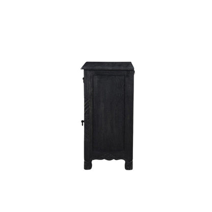 30" Black Solid Wood Distressed One Drawer Nightstand HomeRoots
