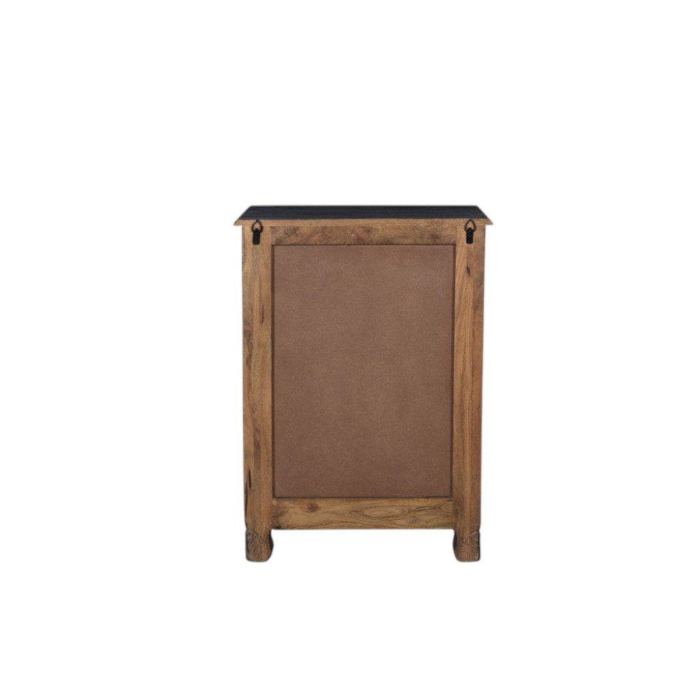 30" Black Solid Wood Distressed One Drawer Nightstand