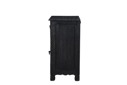 30" Black Solid Wood Distressed One Drawer Nightstand HomeRoots