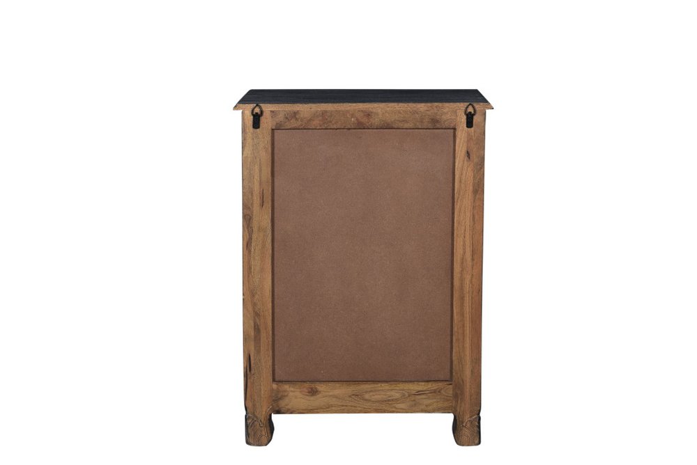 30" Black Solid Wood Distressed One Drawer Nightstand HomeRoots