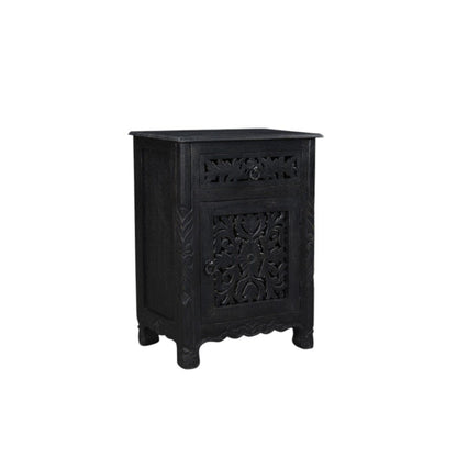 30" Black Solid Wood Distressed One Drawer Nightstand HomeRoots