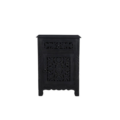 30" Black Solid Wood Distressed One Drawer Nightstand HomeRoots
