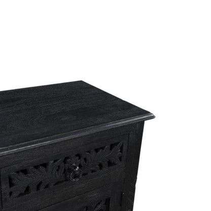 30" Black Solid Wood Distressed One Drawer Nightstand HomeRoots