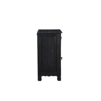 30" Black Solid Wood Distressed One Drawer Nightstand HomeRoots