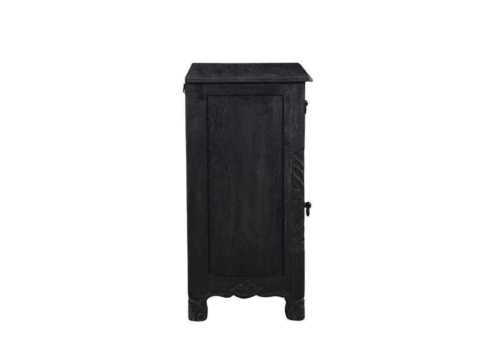 30" Black Solid Wood Distressed One Drawer Nightstand HomeRoots