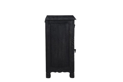 30" Black Solid Wood Distressed One Drawer Nightstand HomeRoots
