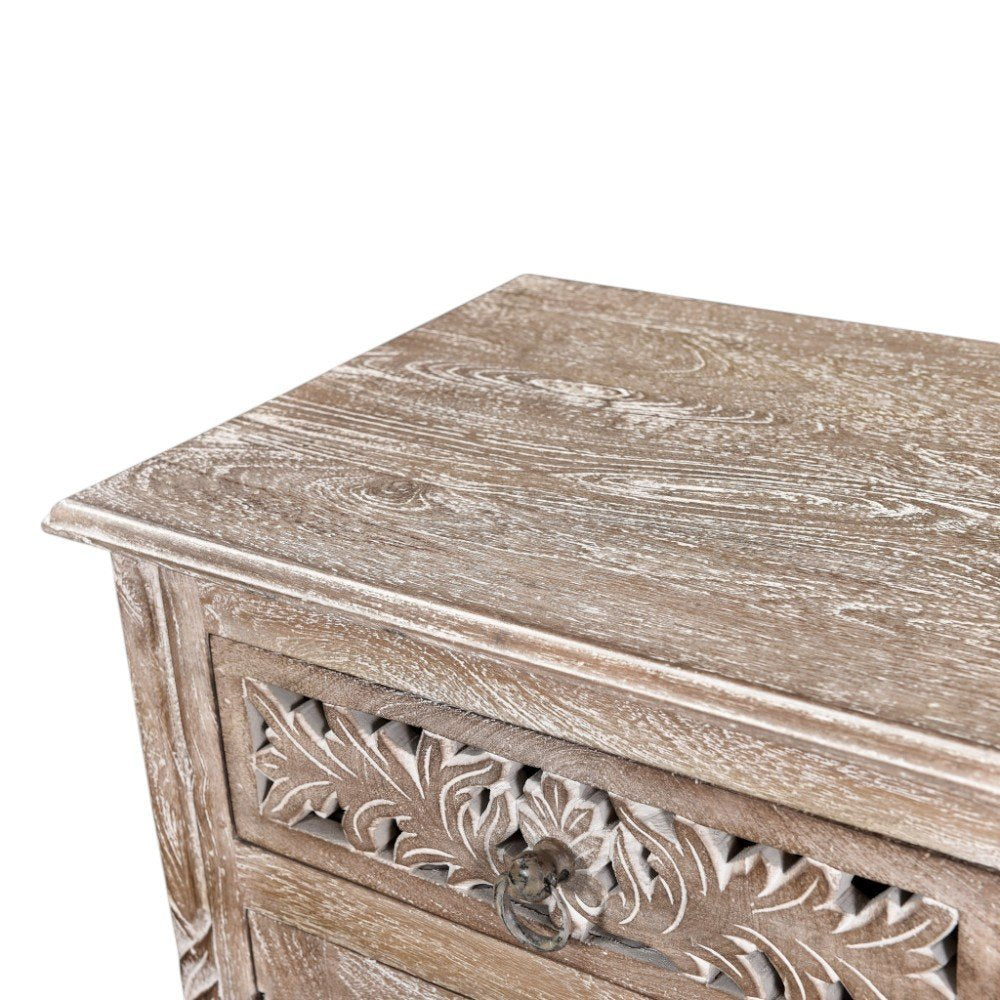 30" Gray Solid Wood Distressed One Drawer Nightstand HomeRoots