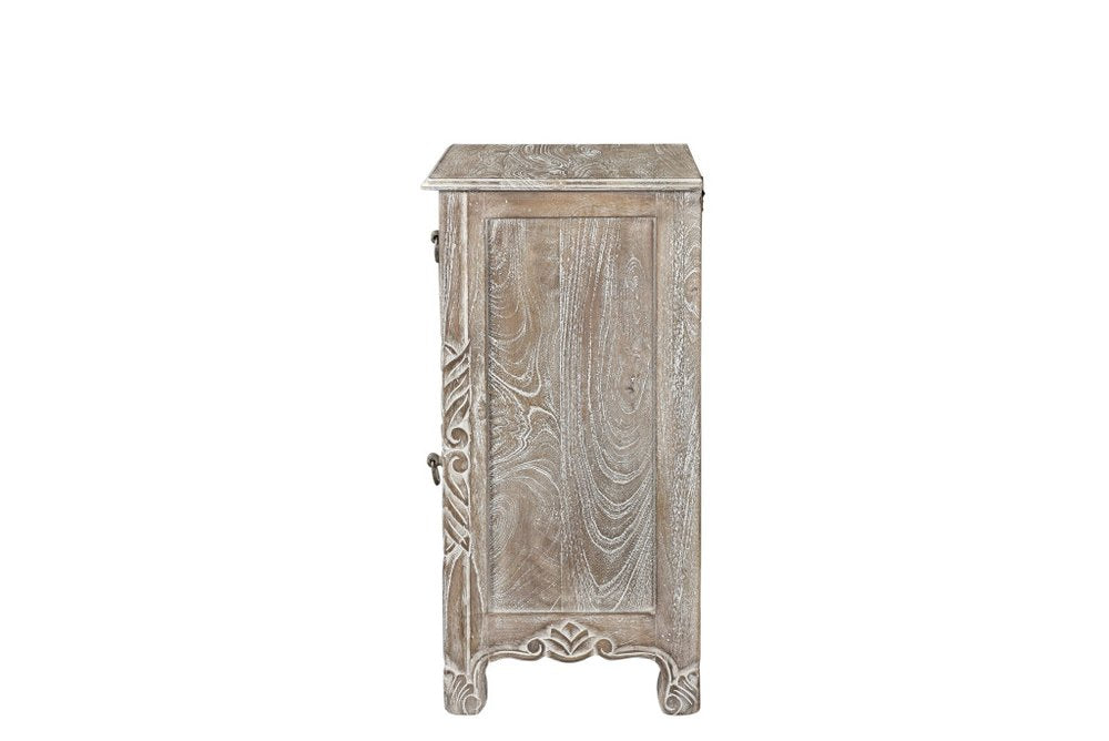 30" Gray Solid Wood Distressed One Drawer Nightstand HomeRoots