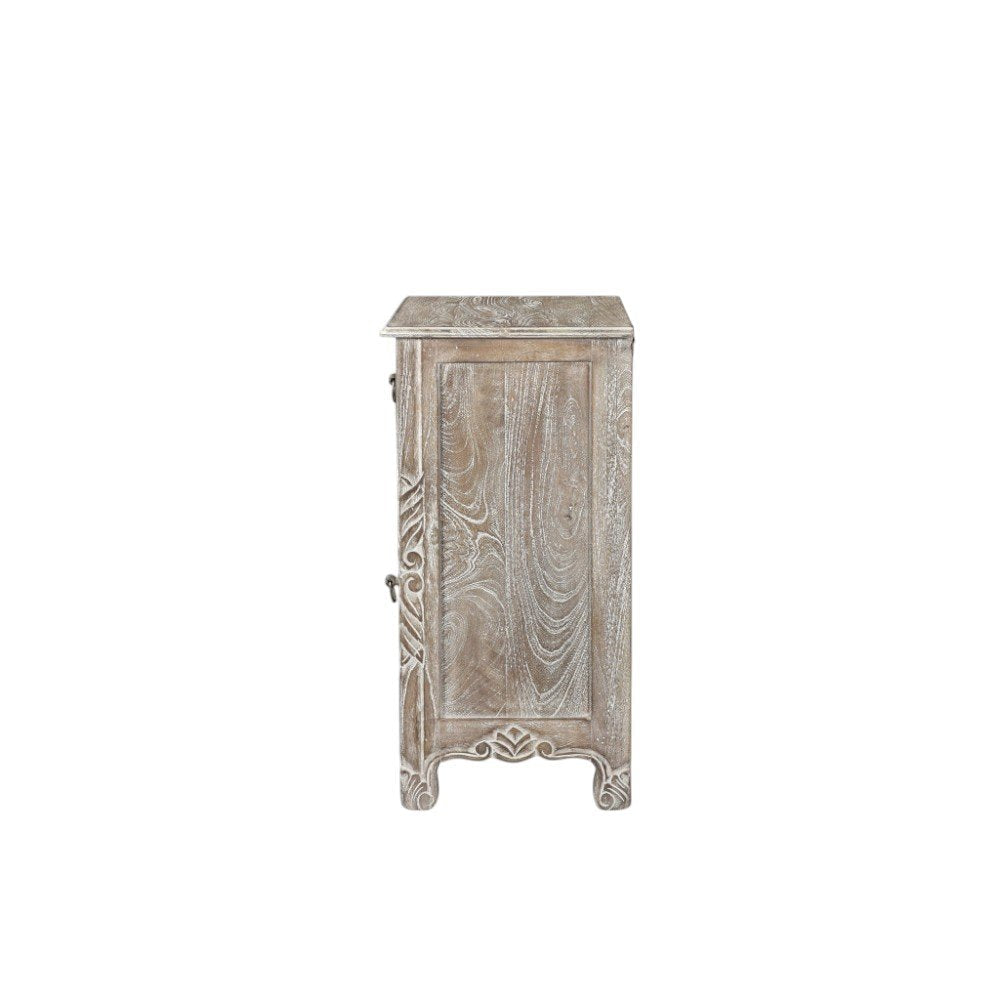 30" Gray Solid Wood Distressed One Drawer Nightstand HomeRoots