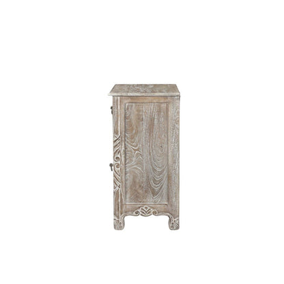 30" Gray Solid Wood Distressed One Drawer Nightstand HomeRoots