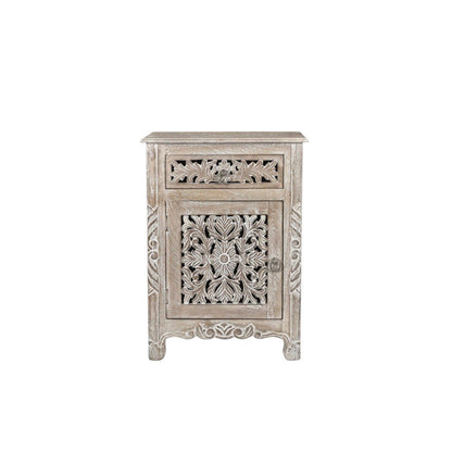 30" Gray Solid Wood Distressed One Drawer Nightstand HomeRoots