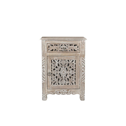 30" Gray Solid Wood Distressed One Drawer Nightstand HomeRoots