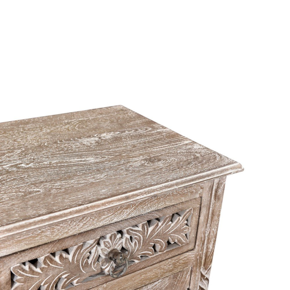 30" Gray Solid Wood Distressed One Drawer Nightstand HomeRoots