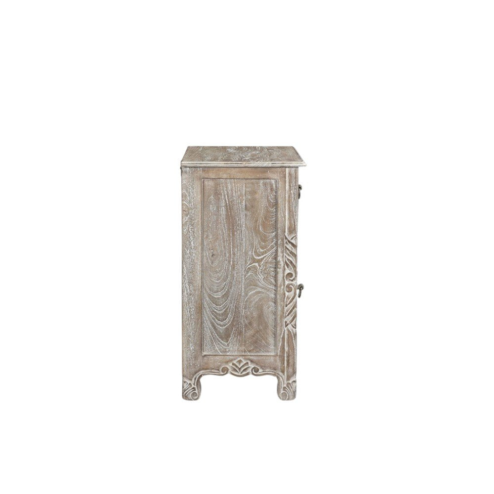 30" Gray Solid Wood Distressed One Drawer Nightstand HomeRoots