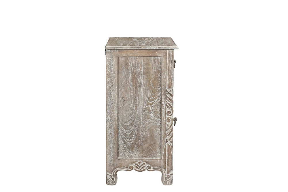 30" Gray Solid Wood Distressed One Drawer Nightstand HomeRoots
