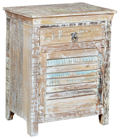 30" White Solid Wood Distressed One Drawer Nightstand HomeRoots
