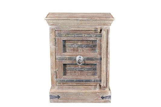 36" White Solid Wood Distressed Nightstand