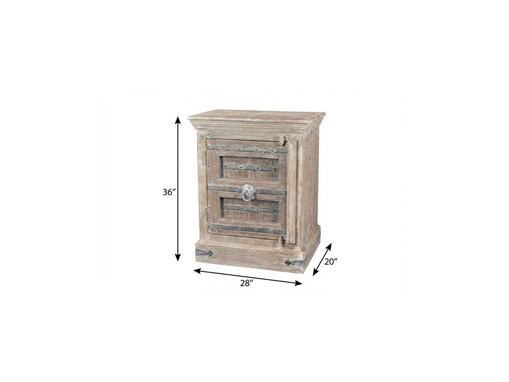 36" White Solid Wood Distressed Nightstand — view 6