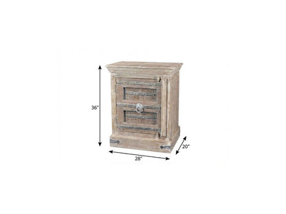 36" White Solid Wood Distressed Nightstand HomeRoots