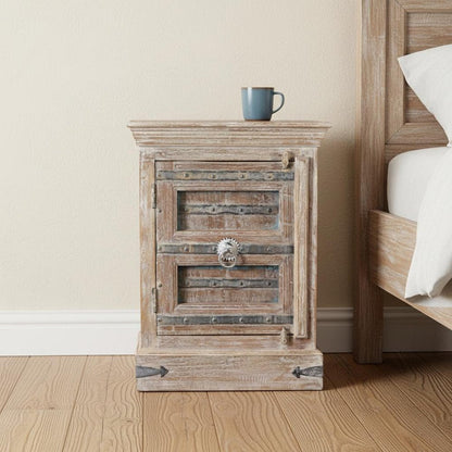 36" White Solid Wood Distressed Nightstand HomeRoots