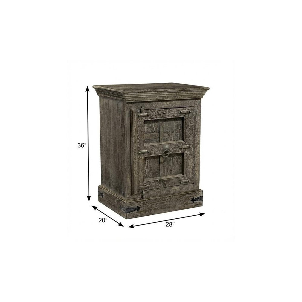 36" Brown Solid Wood Distressed Nightstand — view 5