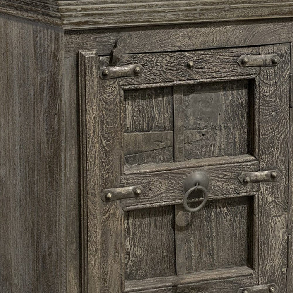 36" Brown Solid Wood Distressed Nightstand HomeRoots