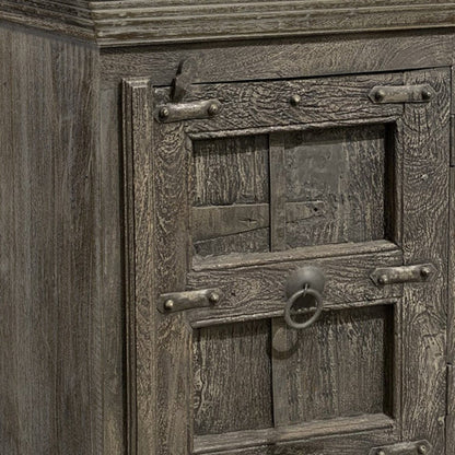 36" Brown Solid Wood Distressed Nightstand HomeRoots