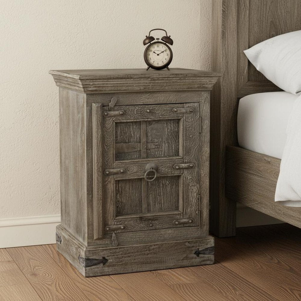 36" Brown Solid Wood Distressed Nightstand HomeRoots