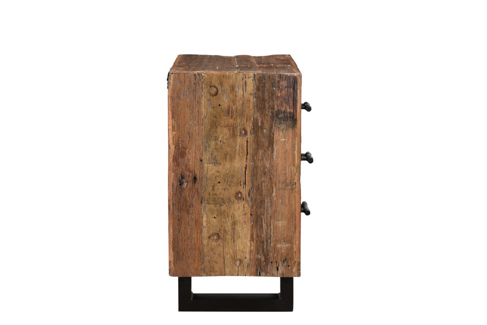 30" Dark Brown Solid Wood Distressed Three Drawer Nightstand HomeRoots