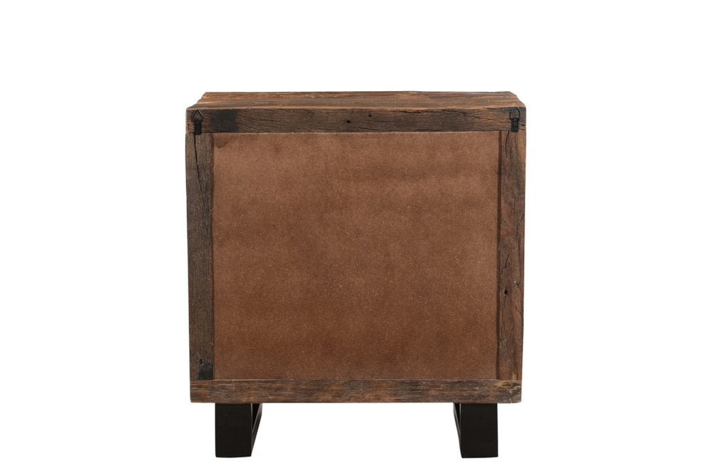30" Dark Brown Solid Wood Distressed Three Drawer Nightstand HomeRoots