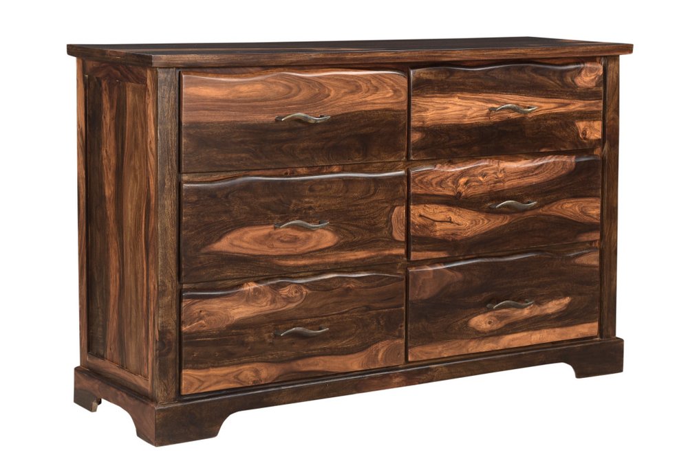 60" Dark Brown Solid Wood Six Drawer Dresser HomeRoots