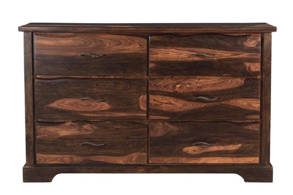 60" Dark Brown Solid Wood Six Drawer Dresser HomeRoots
