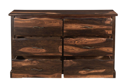 60" Dark Brown Solid Wood Six Drawer Dresser HomeRoots