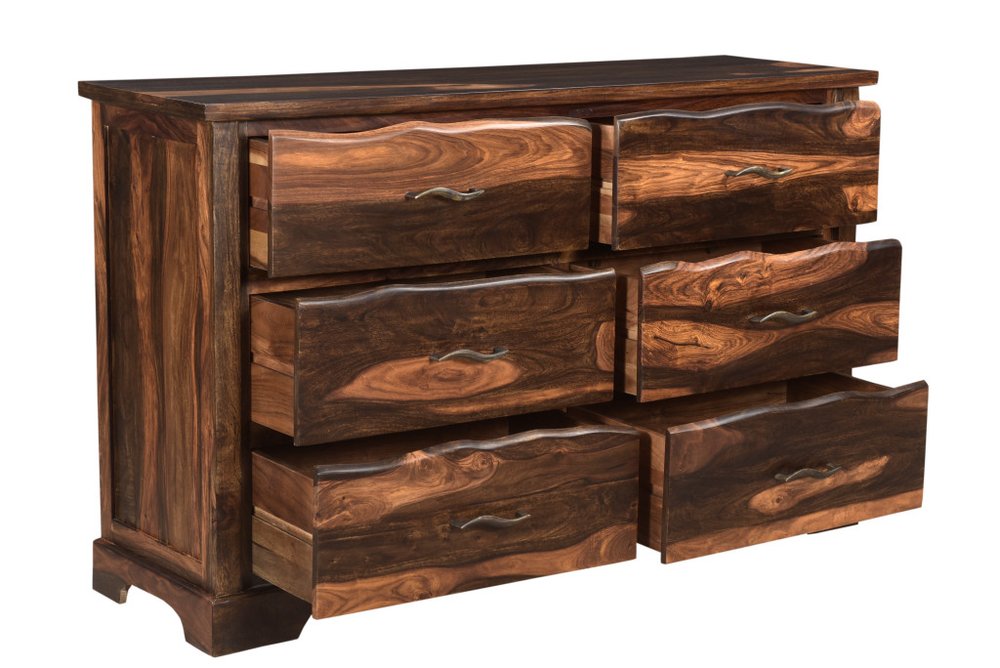 60" Dark Brown Solid Wood Six Drawer Dresser HomeRoots