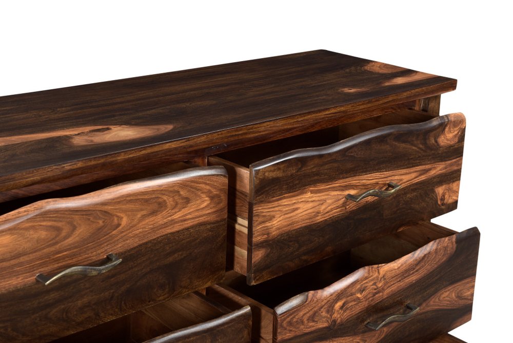 60" Dark Brown Solid Wood Six Drawer Dresser HomeRoots