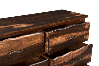 60" Dark Brown Solid Wood Six Drawer Dresser HomeRoots