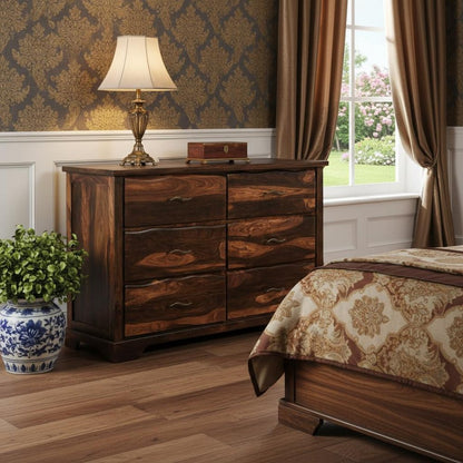 60" Dark Brown Solid Wood Six Drawer Dresser HomeRoots