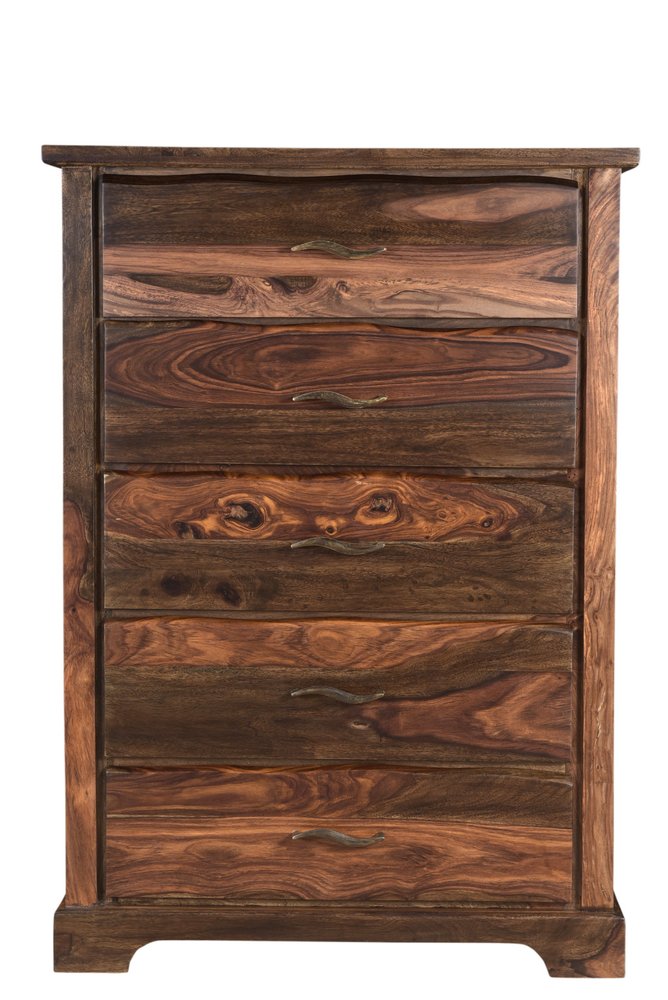 51" Brown Solid Wood Live Edge Five Drawer Standard Chest HomeRoots