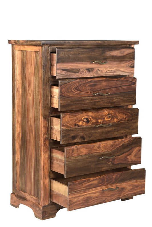 51" Brown Solid Wood Live Edge Five Drawer Standard Chest HomeRoots