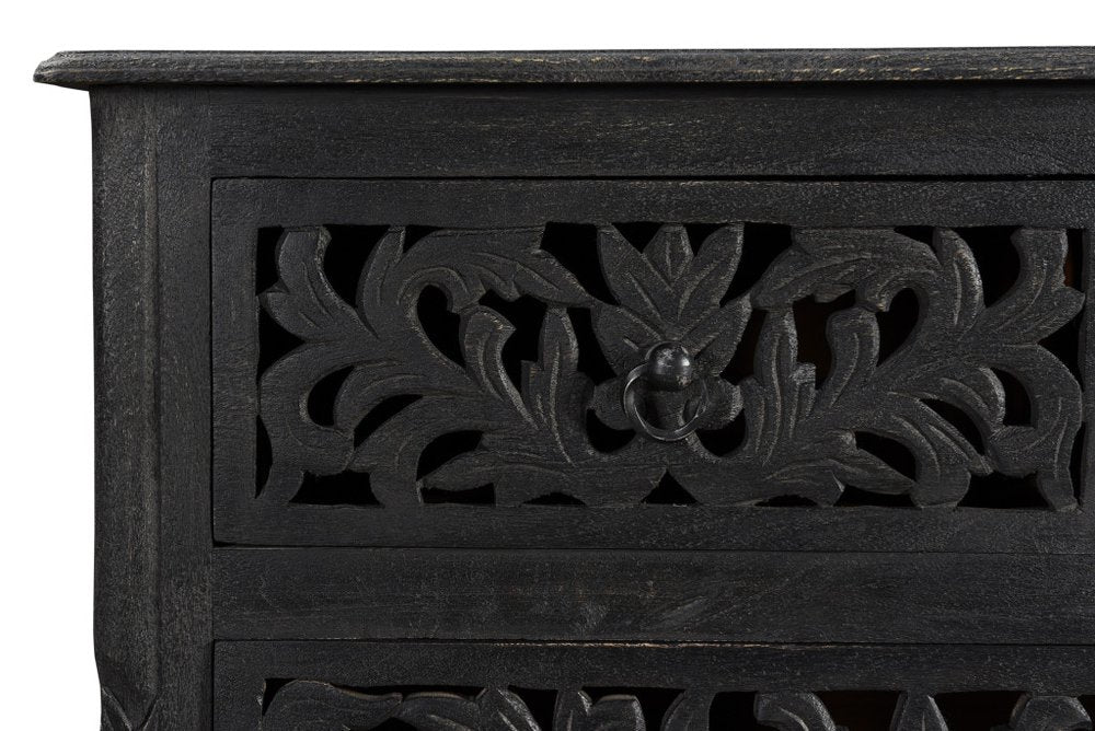 57" Black Solid Wood Seven Drawer Dresser — view 4
