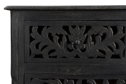 57" Black Solid Wood Seven Drawer Dresser HomeRoots