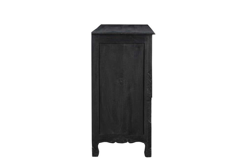 57" Black Solid Wood Seven Drawer Dresser HomeRoots