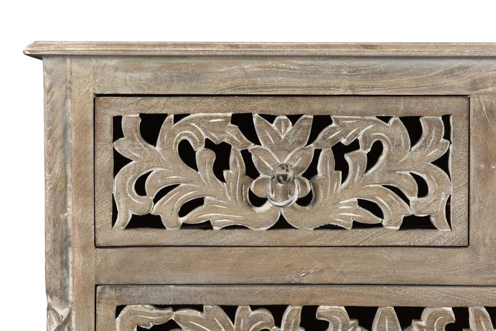 57" Gray Solid Wood Seven Drawer Dresser — view 6