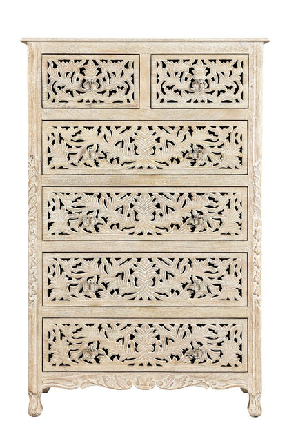 57" White Solid Wood Seven Drawer Dresser HomeRoots