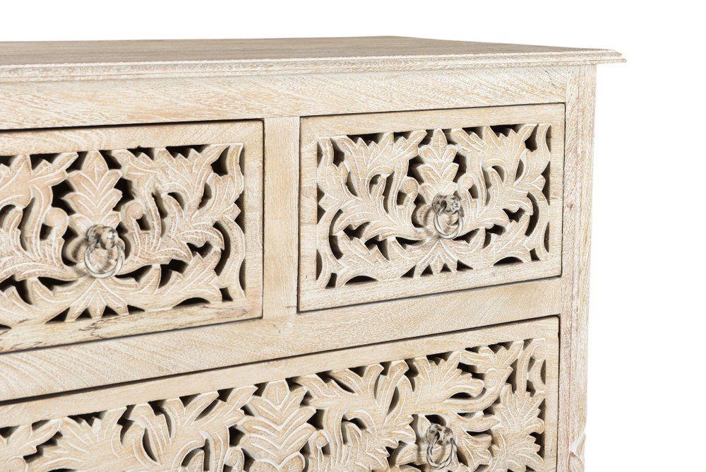 57" White Solid Wood Seven Drawer Dresser HomeRoots