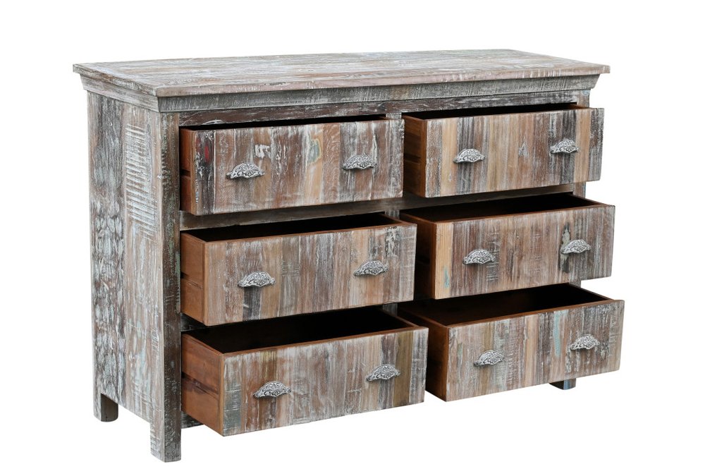 60" White Solid Wood Six Drawer Double Dresser — view 3