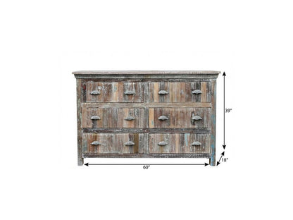 60" White Solid Wood Six Drawer Double Dresser HomeRoots